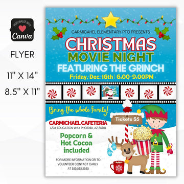school pto pta christmas movie party invitation